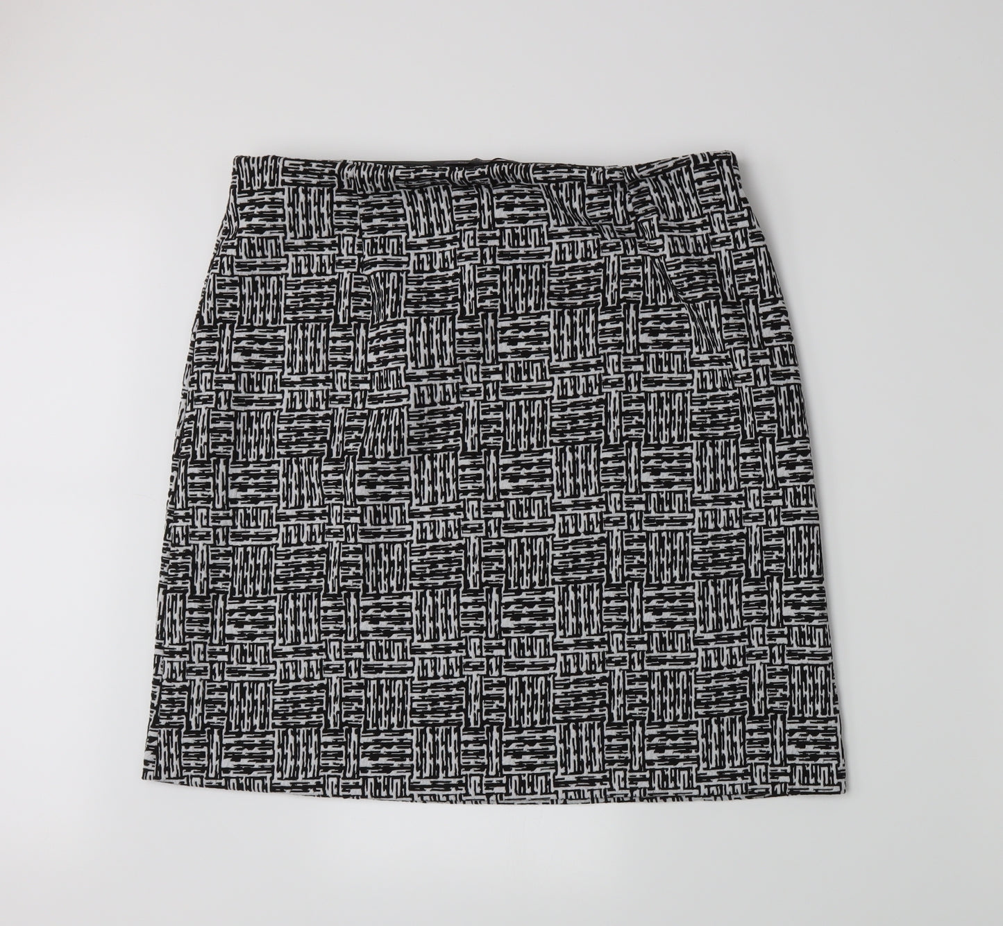 Marks and Spencer Womens Black Geometric  A-Line Skirt Size 16