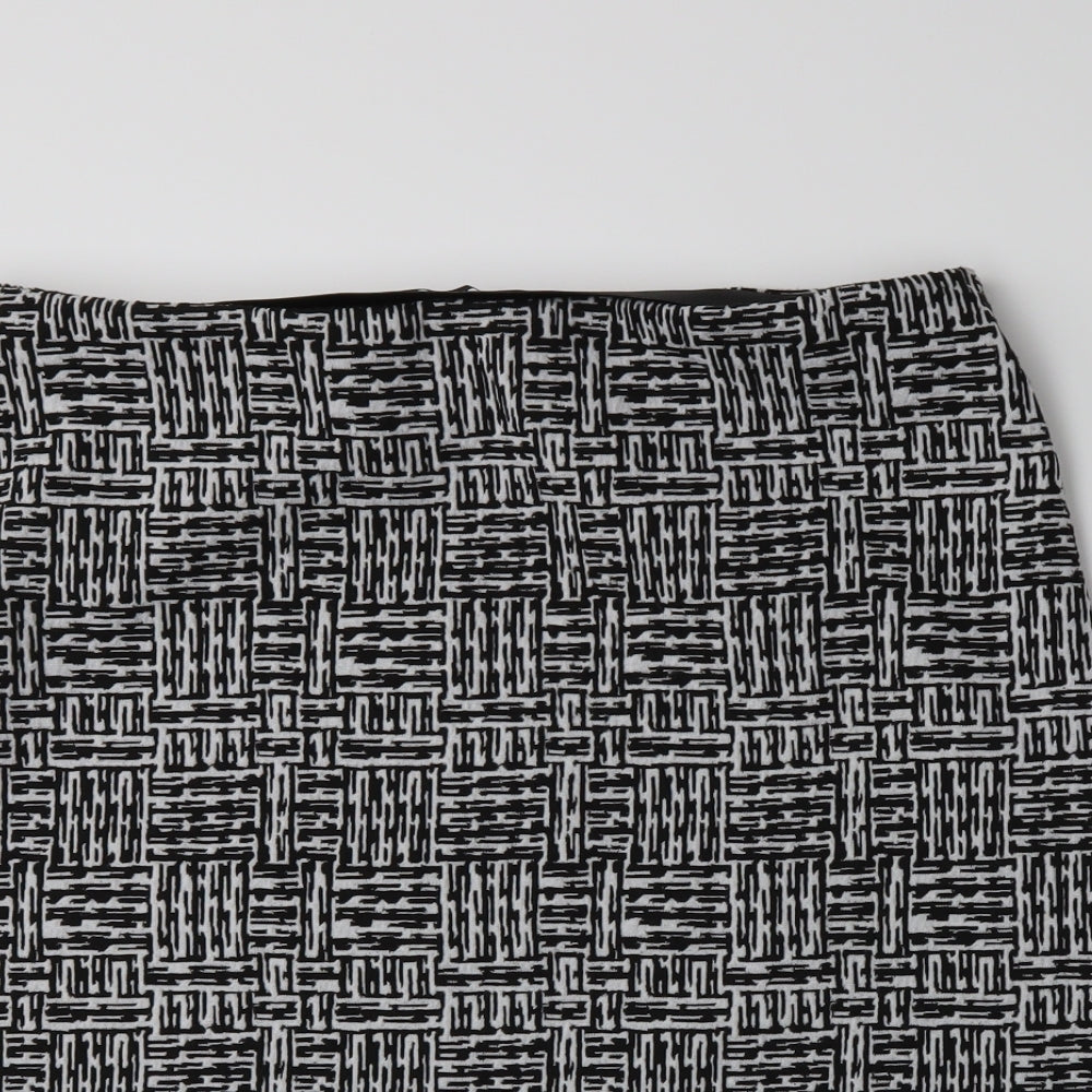Marks and Spencer Womens Black Geometric  A-Line Skirt Size 16