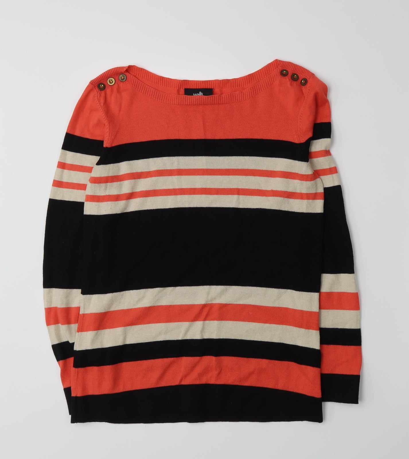 Wallis Womens Orange Striped  Pullover Jumper Size 10