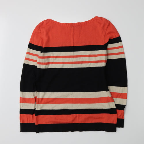 Wallis Womens Orange Striped  Pullover Jumper Size 10