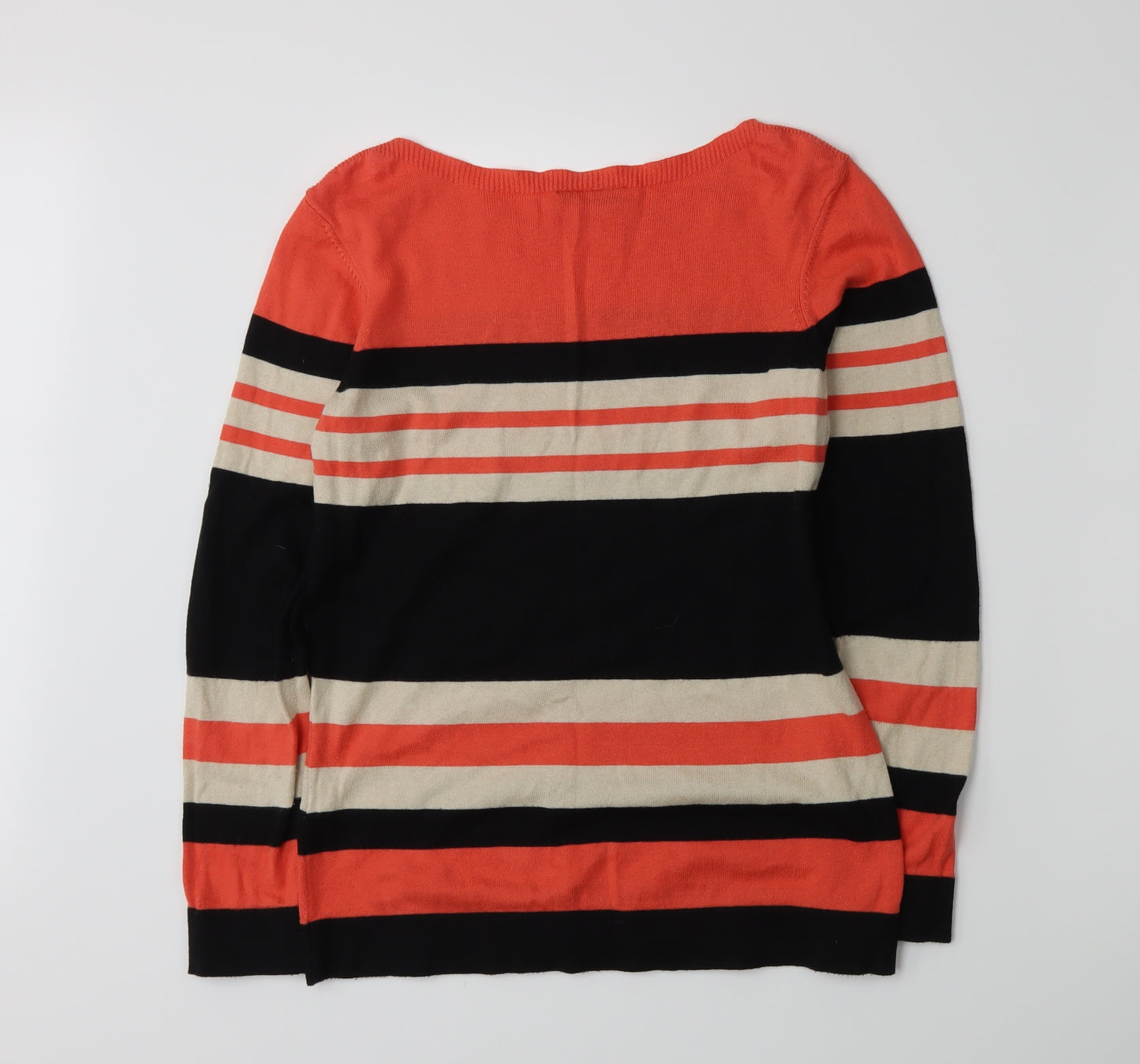Wallis Womens Orange Striped  Pullover Jumper Size 10