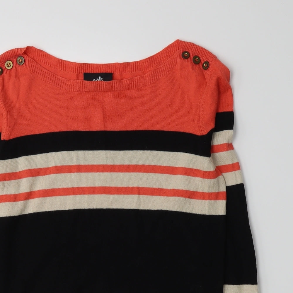 Wallis Womens Orange Striped  Pullover Jumper Size 10