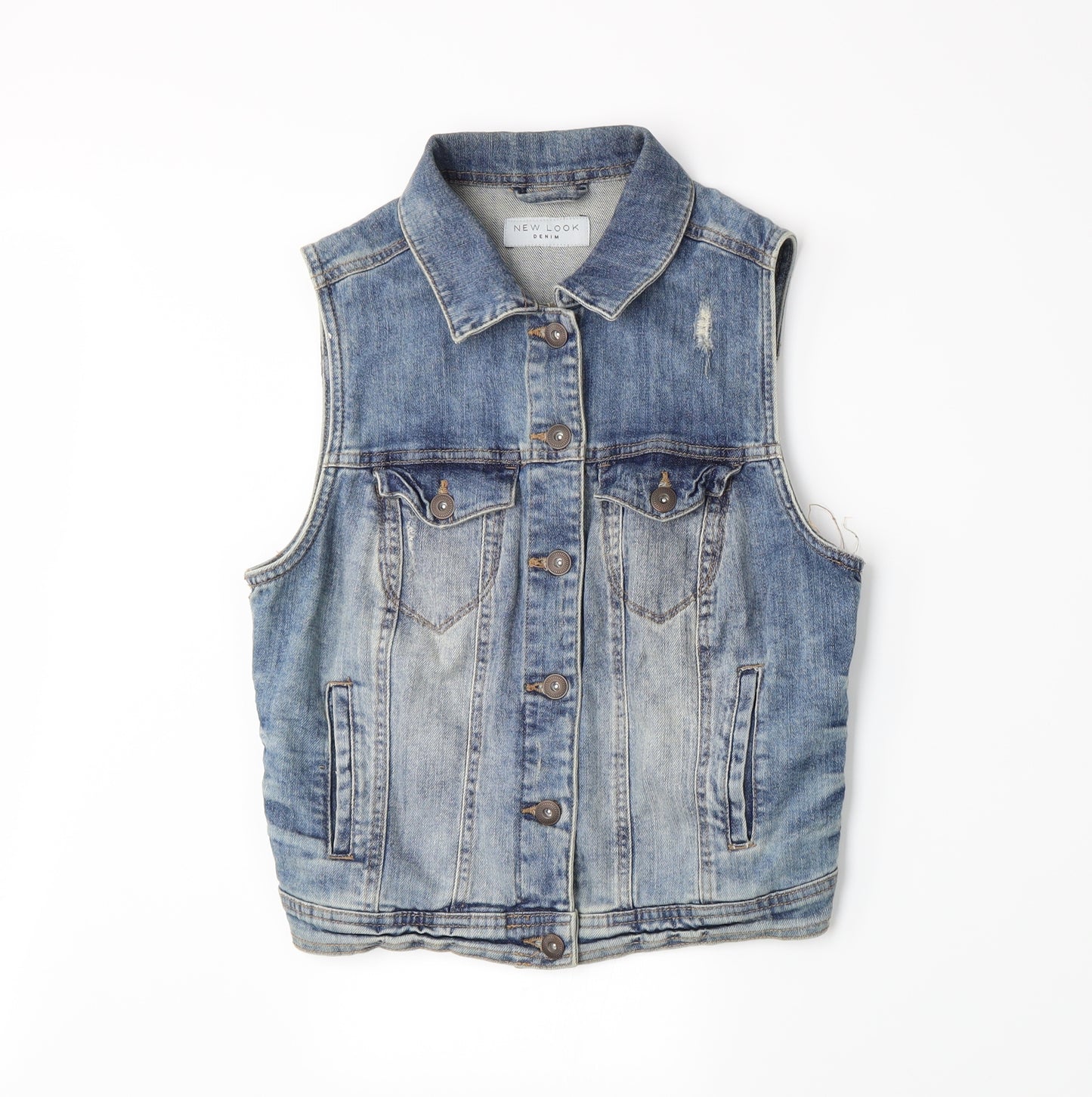 New Look Womens Blue  Denim Jacket Waistcoat Size 12