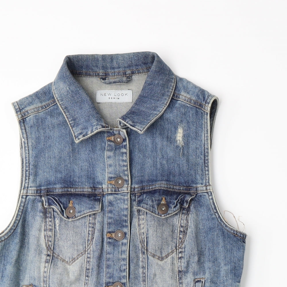 New Look Womens Blue  Denim Jacket Waistcoat Size 12