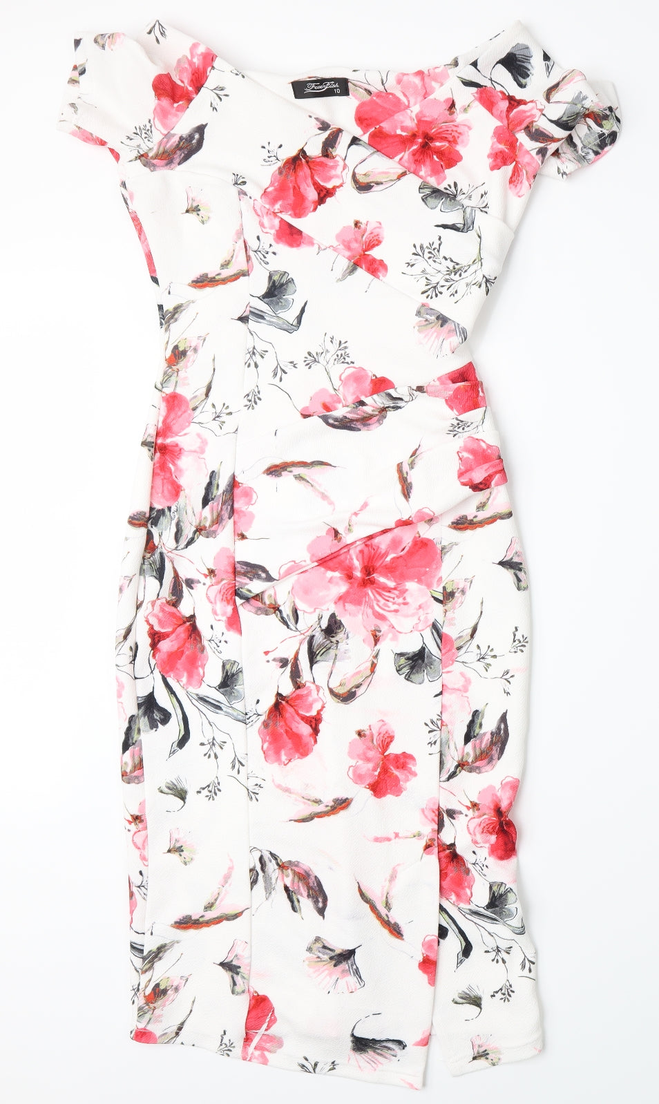 Fever Fish Womens White Floral  Pencil Dress  Size 10
