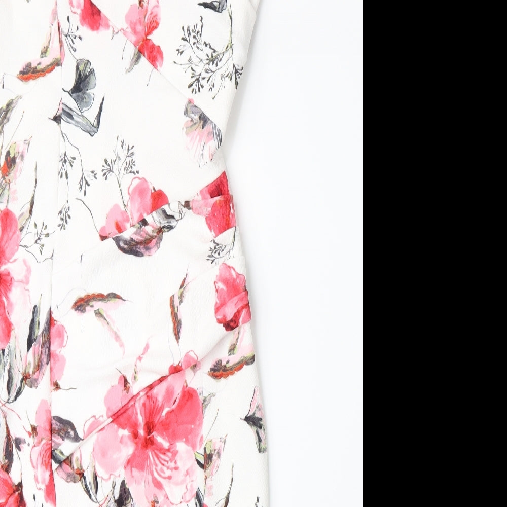 Fever Fish Womens White Floral  Pencil Dress  Size 10