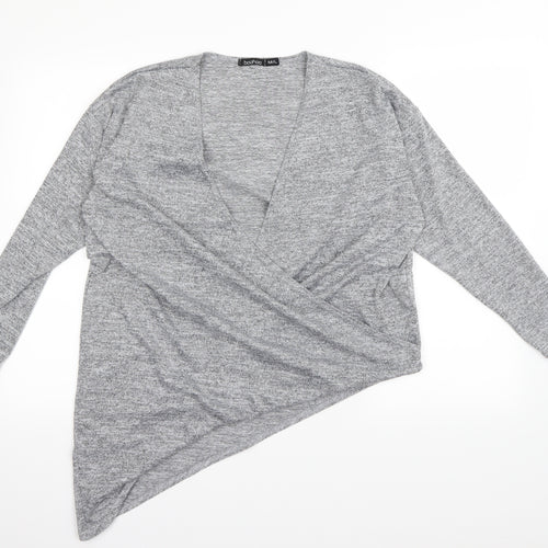 Boohoo Womens Grey   Wrap Blouse Size M