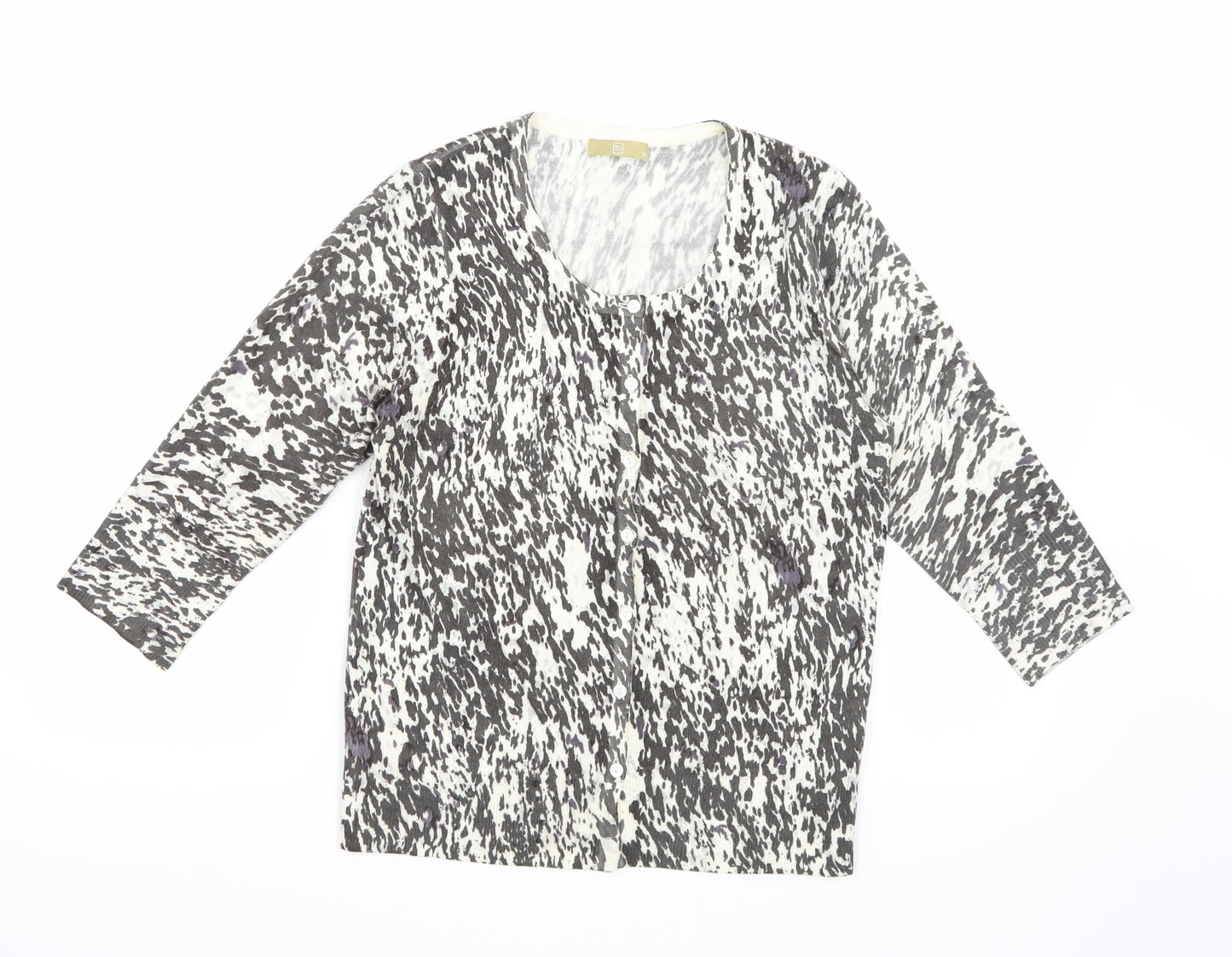 TU Womens Multicoloured Animal Print Knit Cardigan Jumper Size 10
