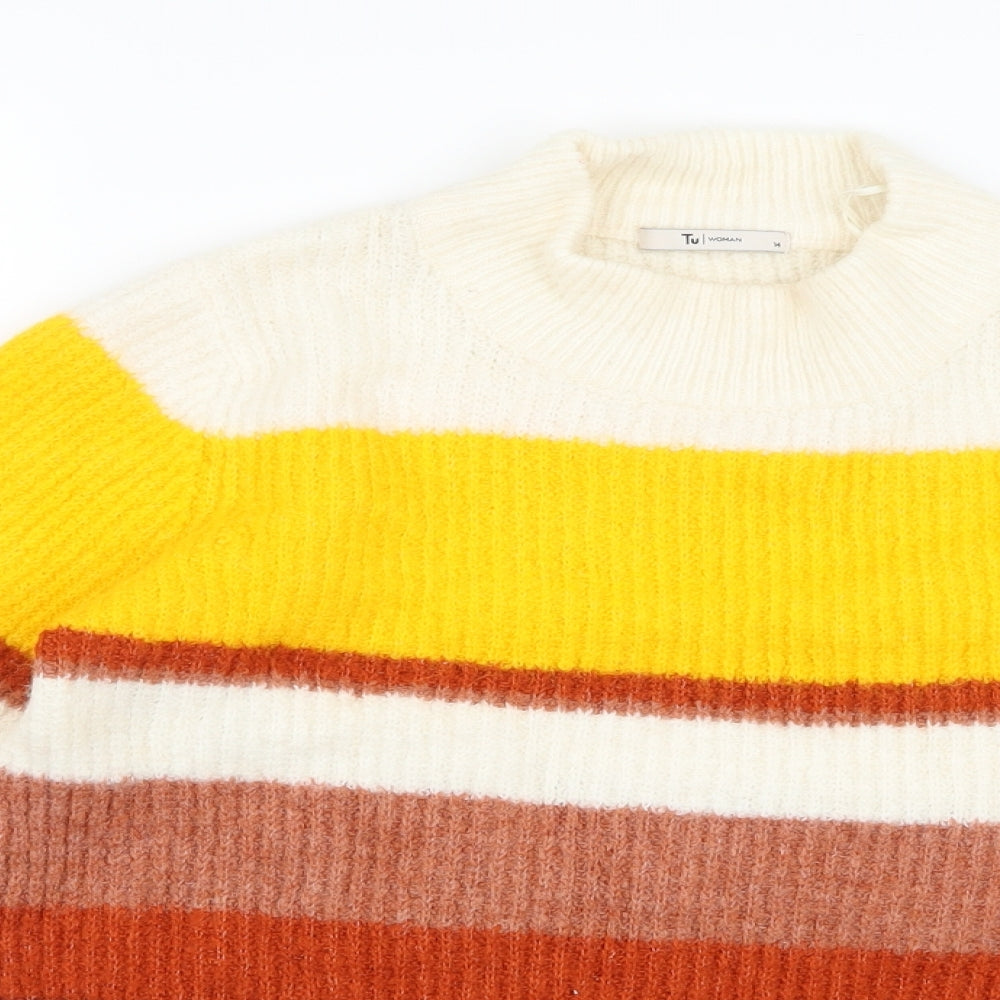 TU Womens Multicoloured Striped Knit Pullover Jumper Size 14