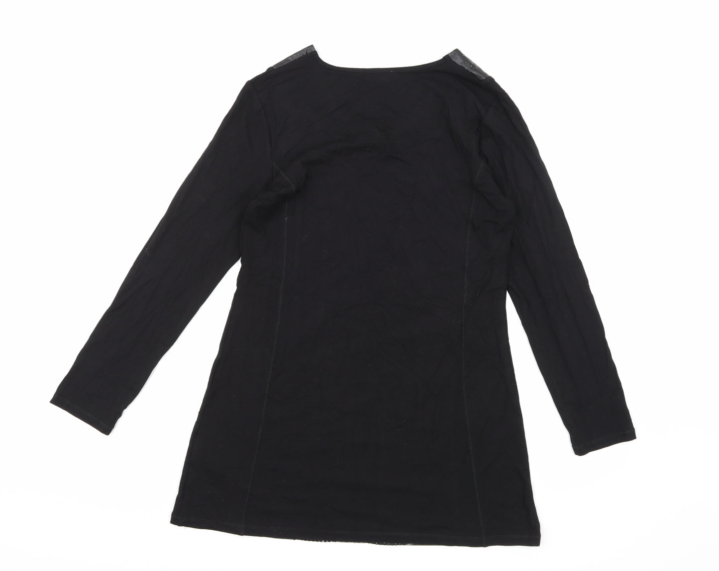 CASAMIA Womens Black Animal Print  Basic Blouse Size S