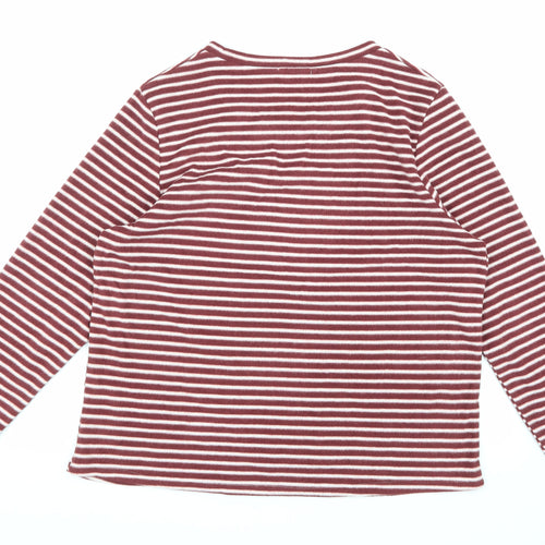 Luxe Leisure Womens Brown Striped Fleece Pullover Jumper Size L