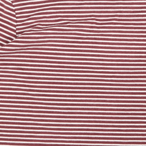 Luxe Leisure Womens Brown Striped Fleece Pullover Jumper Size L