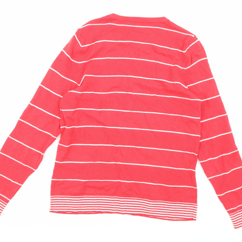Bonmarché Womens Pink Striped Knit Cardigan Jumper Size XS