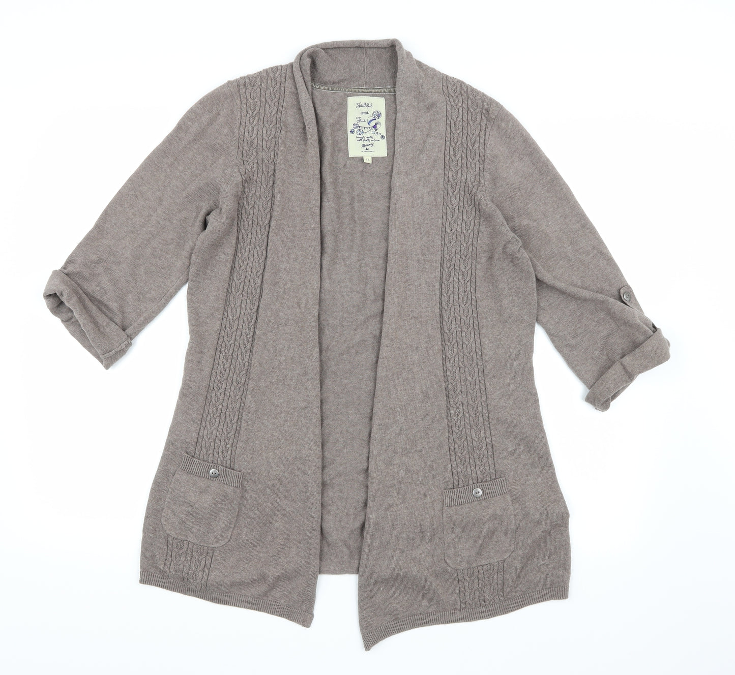 MANTARAY Womens Brown  Knit Cardigan Jumper Size 12