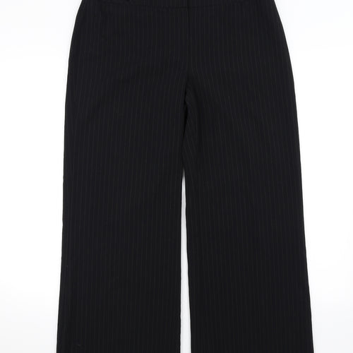 Marks and Spencer Womens Black Striped  Trousers  Size 12 L26 in