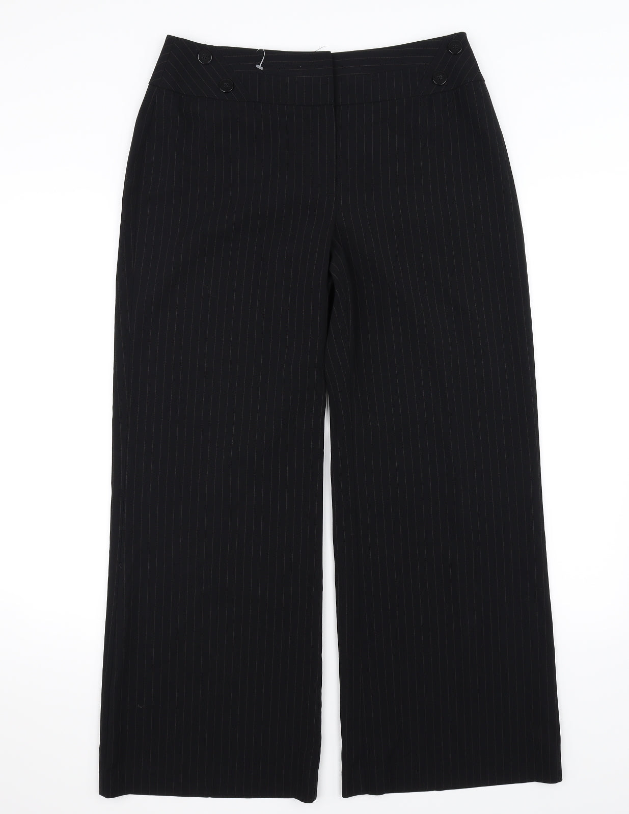 Marks and Spencer Womens Black Striped  Trousers  Size 12 L26 in