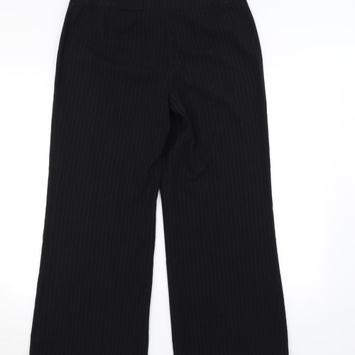 Marks and Spencer Womens Black Striped  Trousers  Size 12 L26 in
