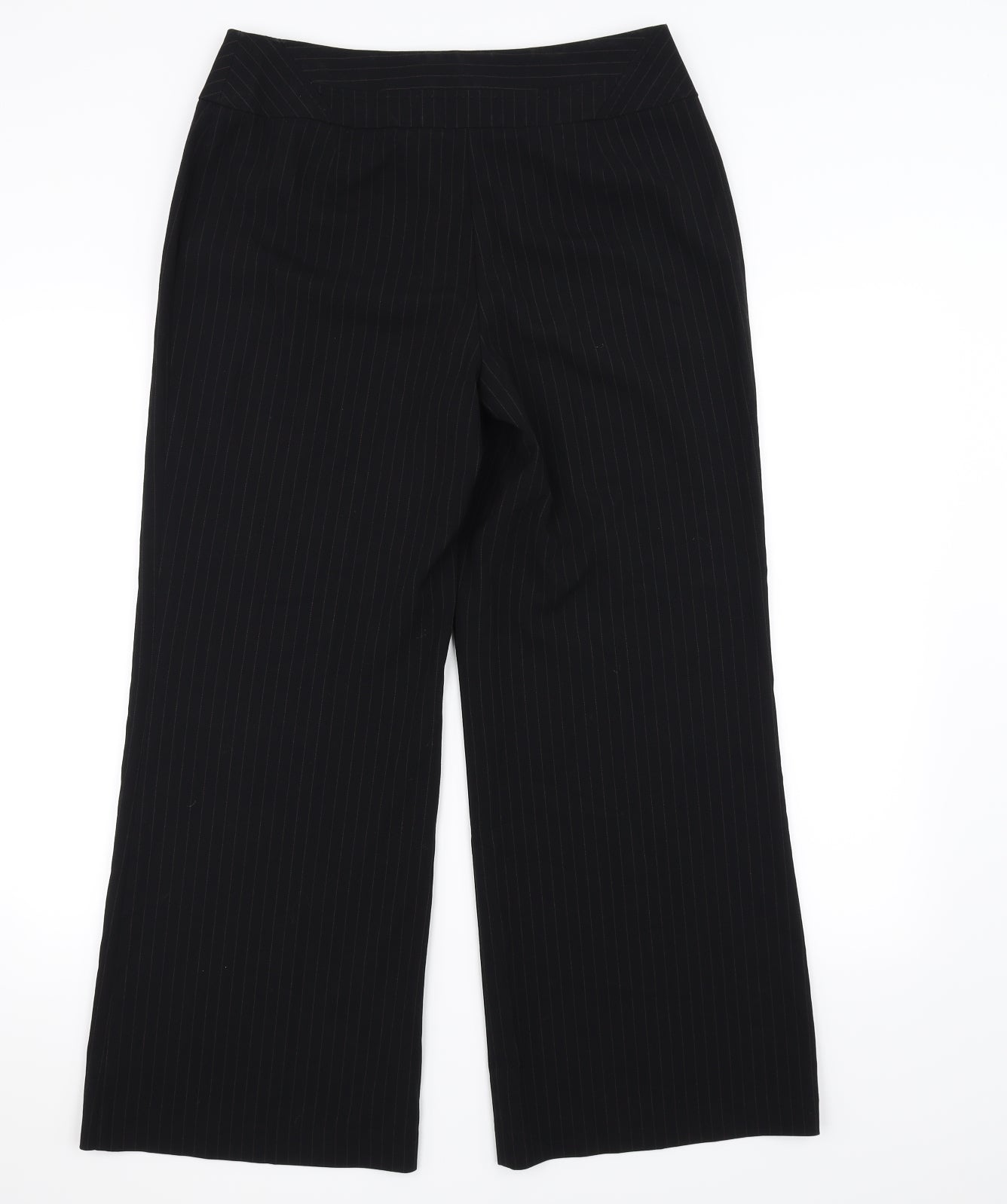 Marks and Spencer Womens Black Striped  Trousers  Size 12 L26 in