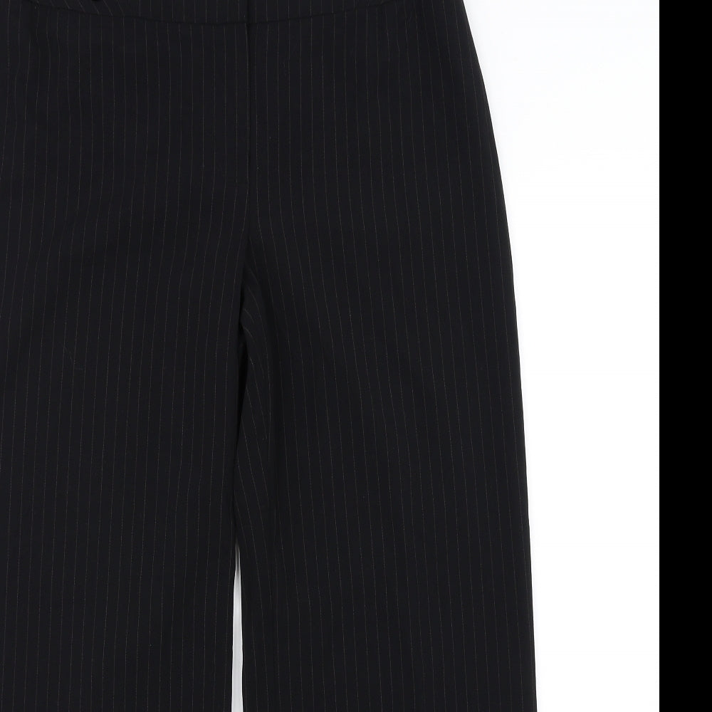 Marks and Spencer Womens Black Striped  Trousers  Size 12 L26 in