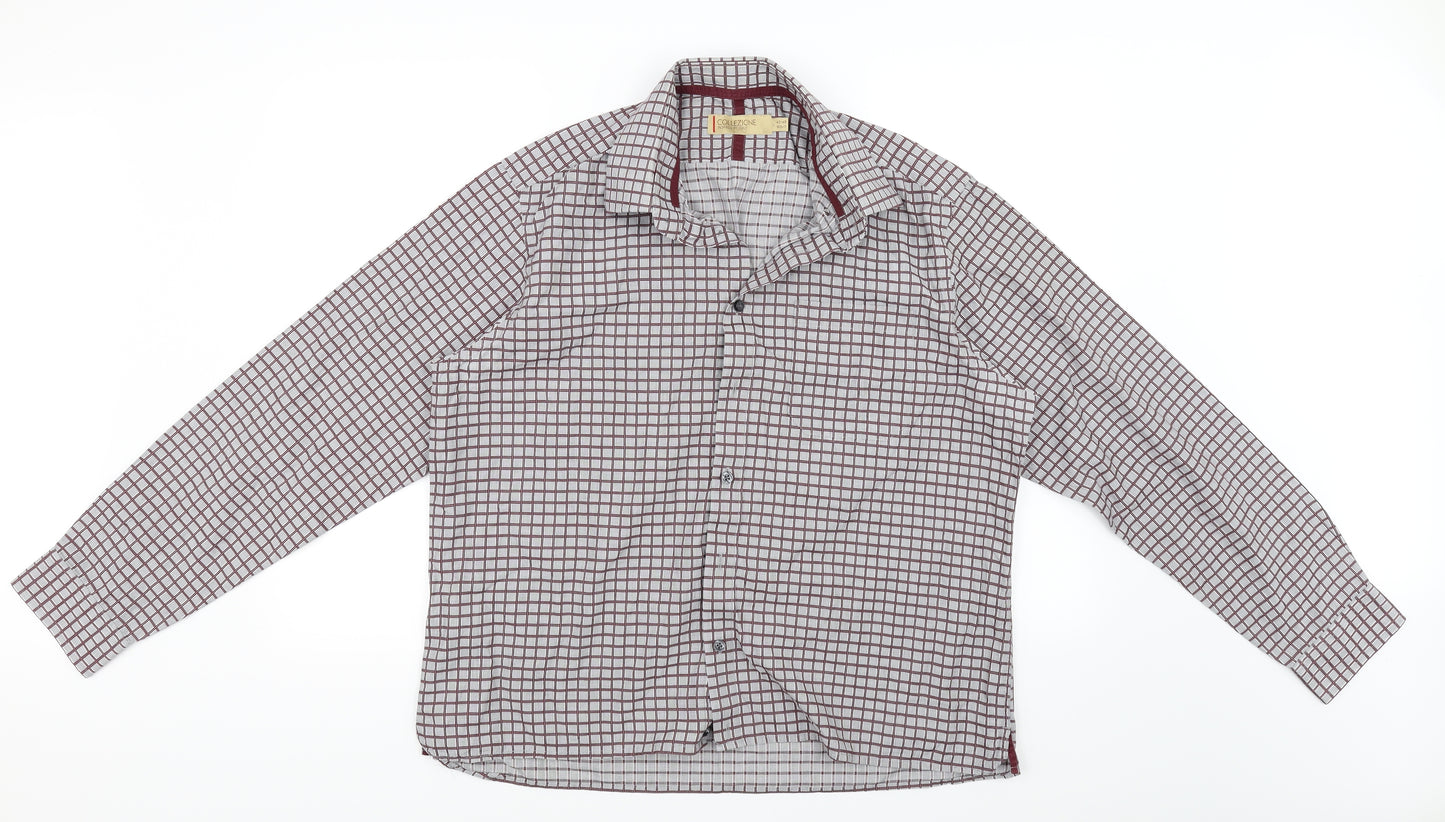collezione Mens Grey Check   Button-Up Size L