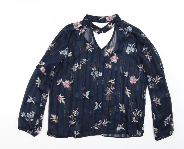 Primark Womens Blue Floral Basic Blouse Size 14