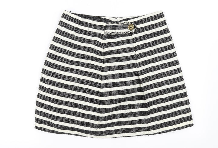 Preworn Womens White Striped A-Line Skirt Size 8
