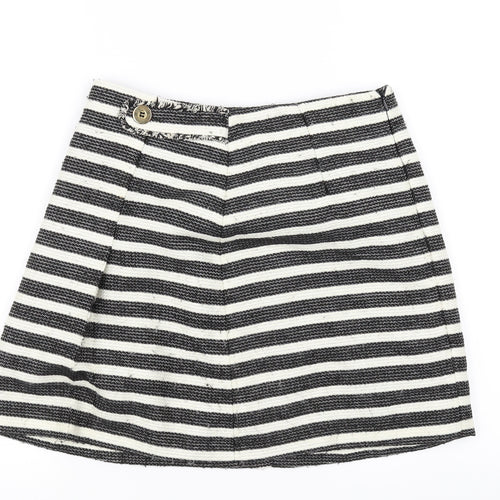 Preworn Womens White Striped  A-Line Skirt Size 8