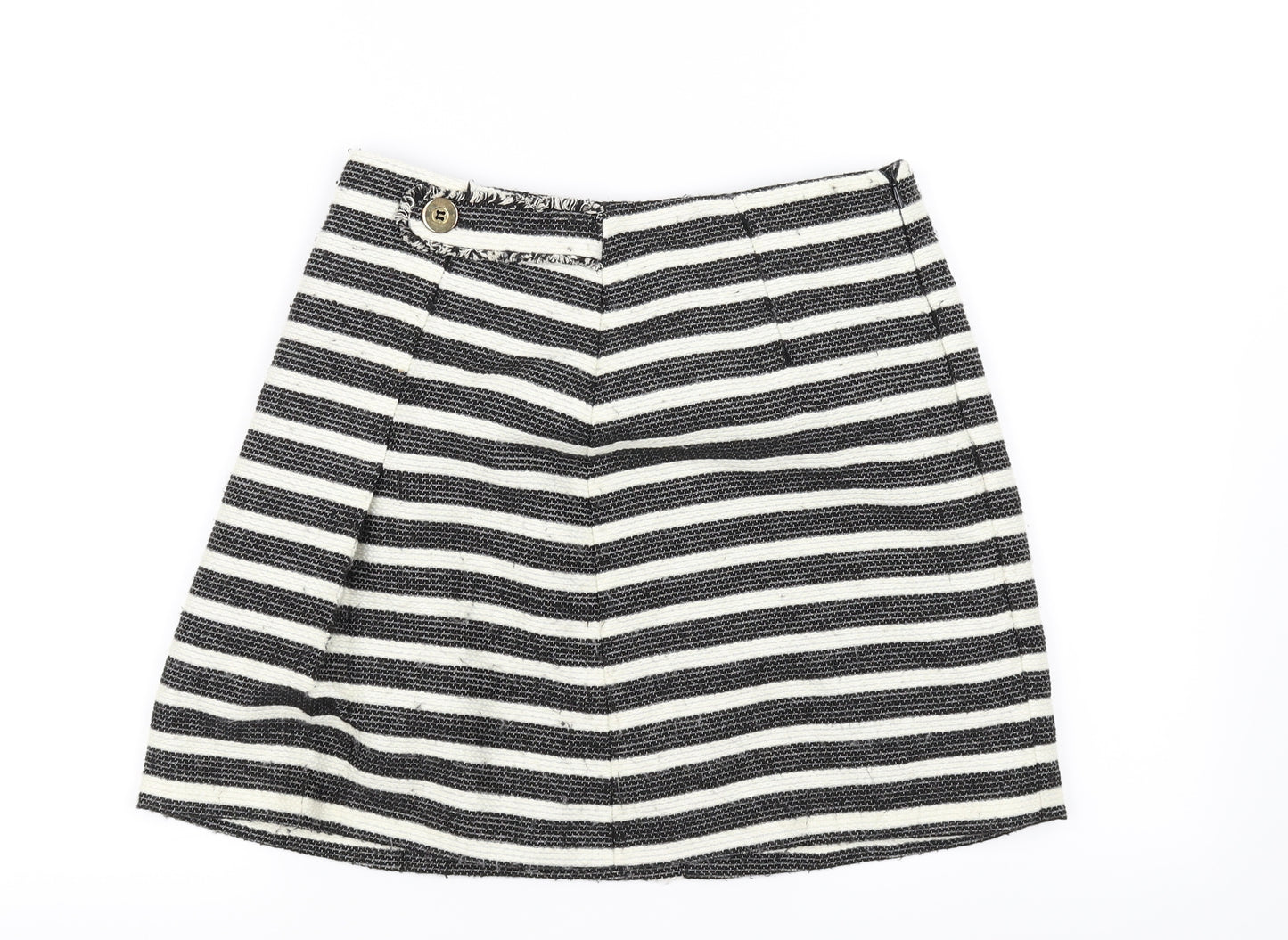 Preworn Womens White Striped  A-Line Skirt Size 8