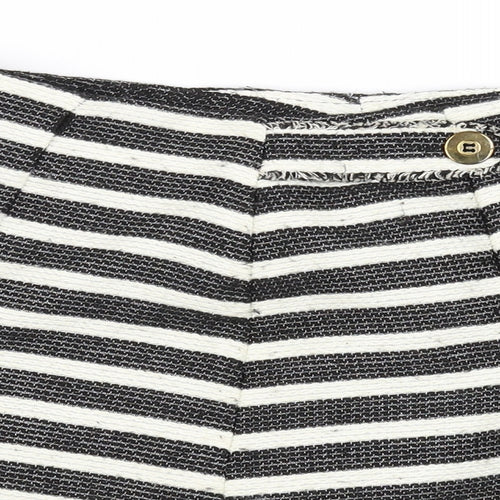 Preworn Womens White Striped  A-Line Skirt Size 8