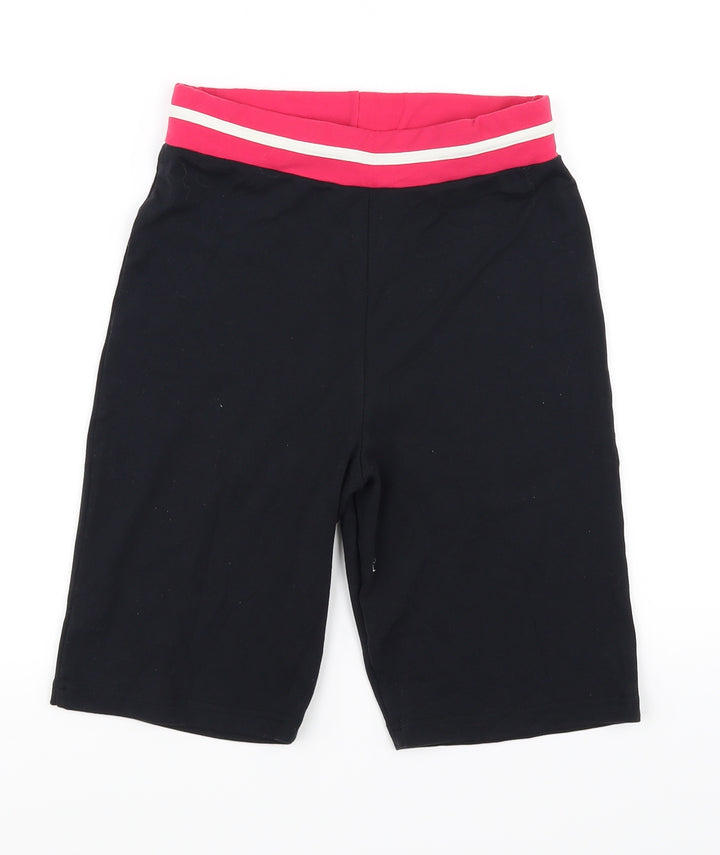 Preworn Womens Black Striped Biker Shorts Size 12