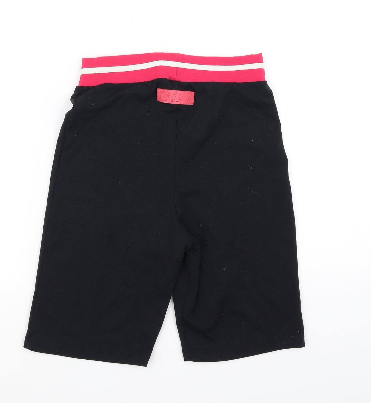 Preworn Womens Black Striped  Biker Shorts Size 12