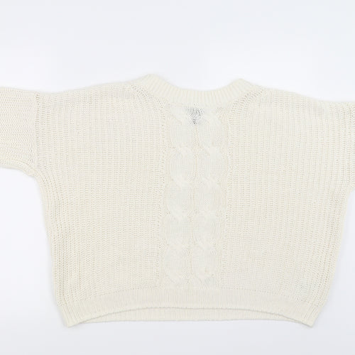 H&M Womens White   Pullover Jumper Size 8