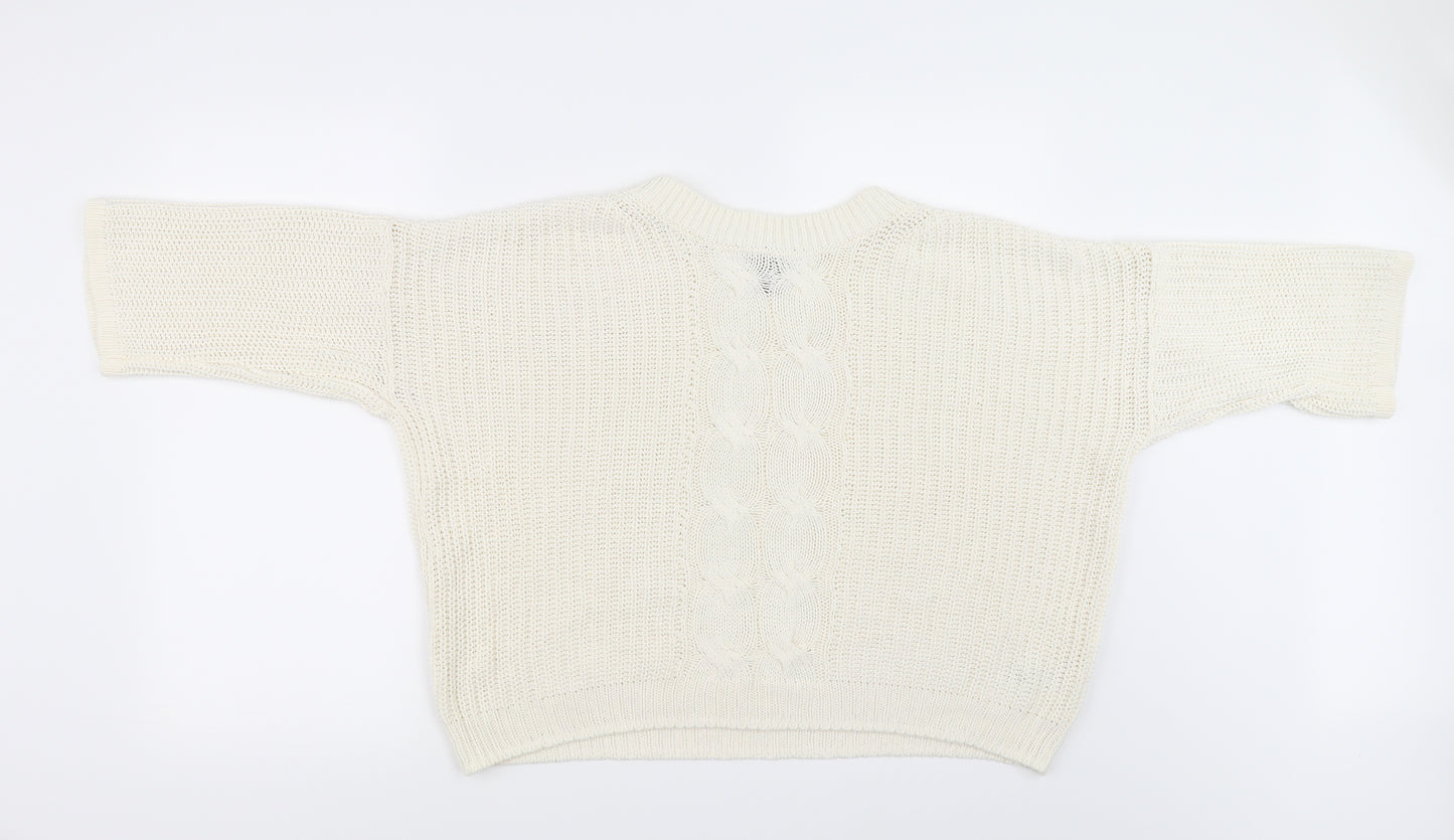H&M Womens White   Pullover Jumper Size 8