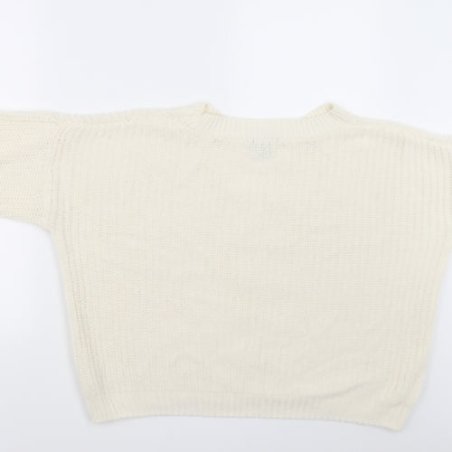H&M Womens White   Pullover Jumper Size 8