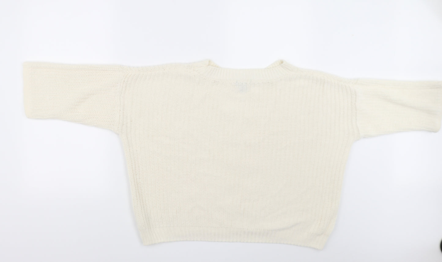 H&M Womens White   Pullover Jumper Size 8