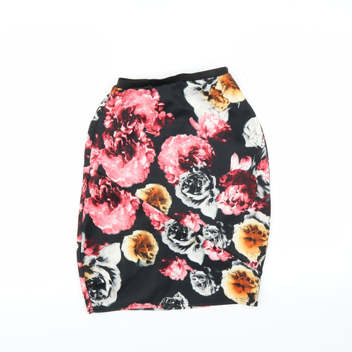 Preworn Womens Black Floral  Straight & Pencil Skirt Size 12