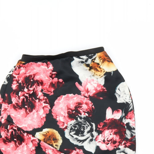 Preworn Womens Black Floral  Straight & Pencil Skirt Size 12
