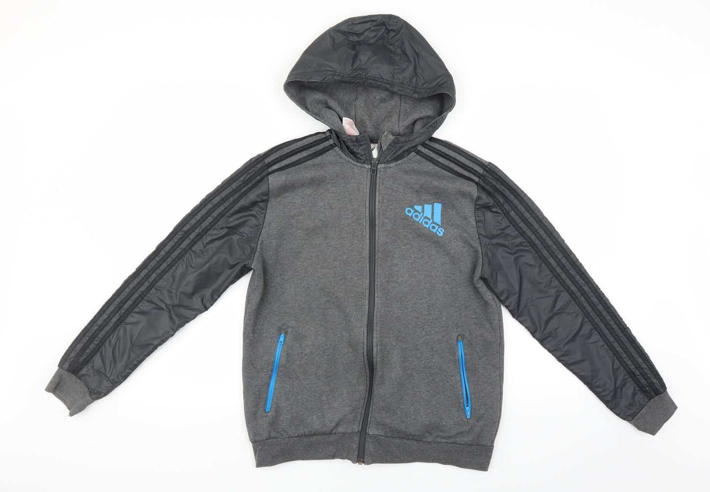 adidas Boys Grey   Full Zip Hoodie Size 13-14 Years