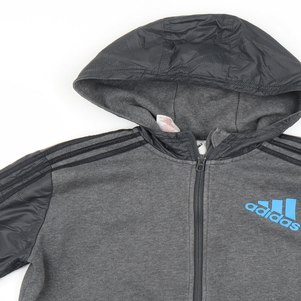 adidas Boys Grey   Full Zip Hoodie Size 13-14 Years