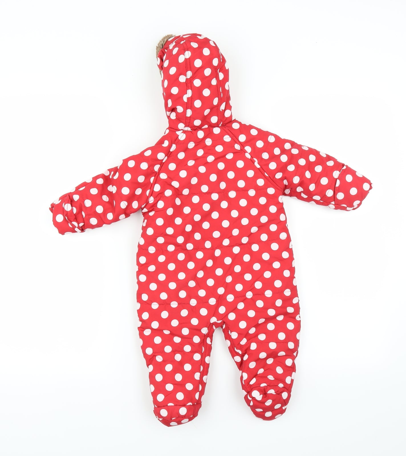 Sainsburys Girls Red Polka Dot  Jacket Snowsuit Size 3-6 Months