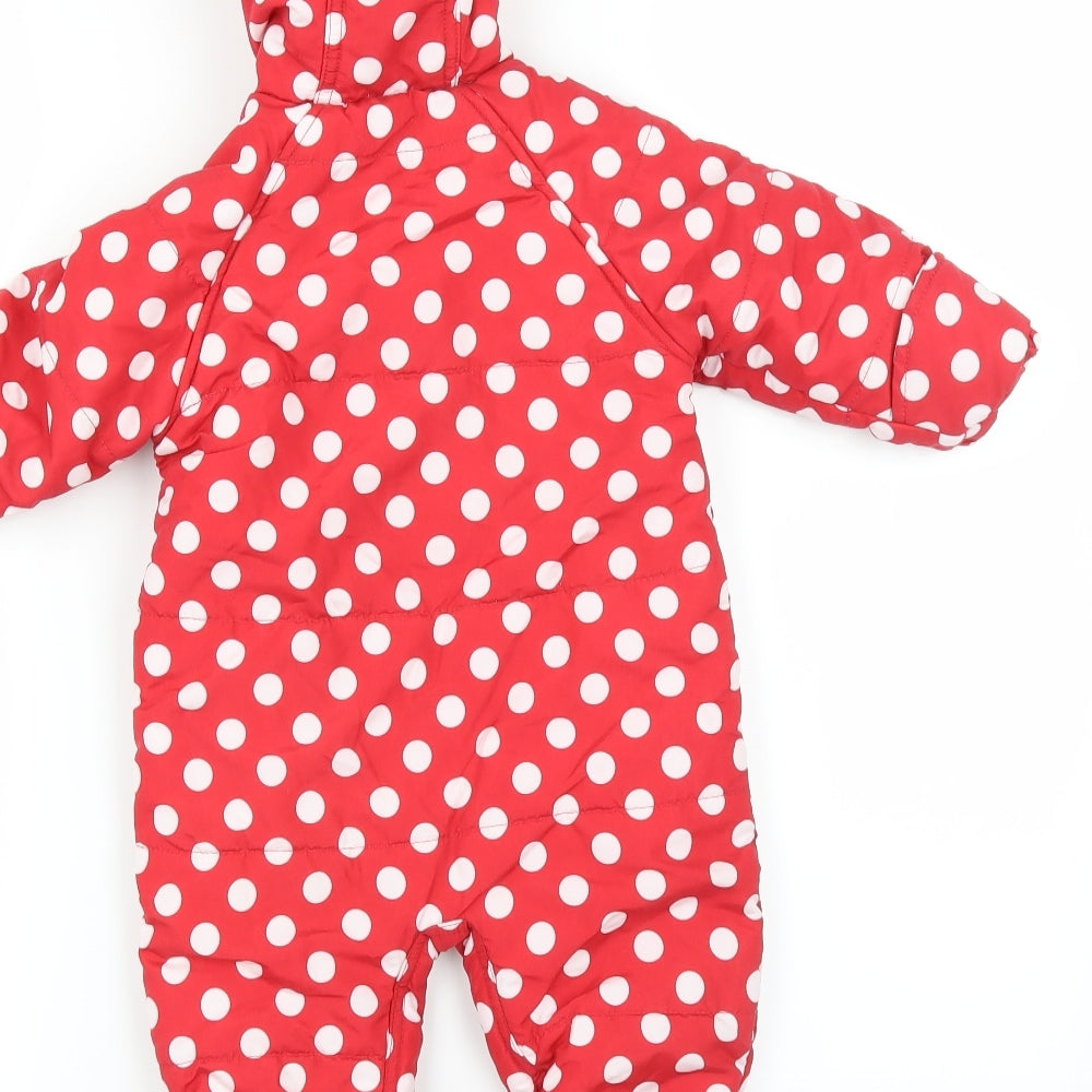 Sainsburys Girls Red Polka Dot  Jacket Snowsuit Size 3-6 Months