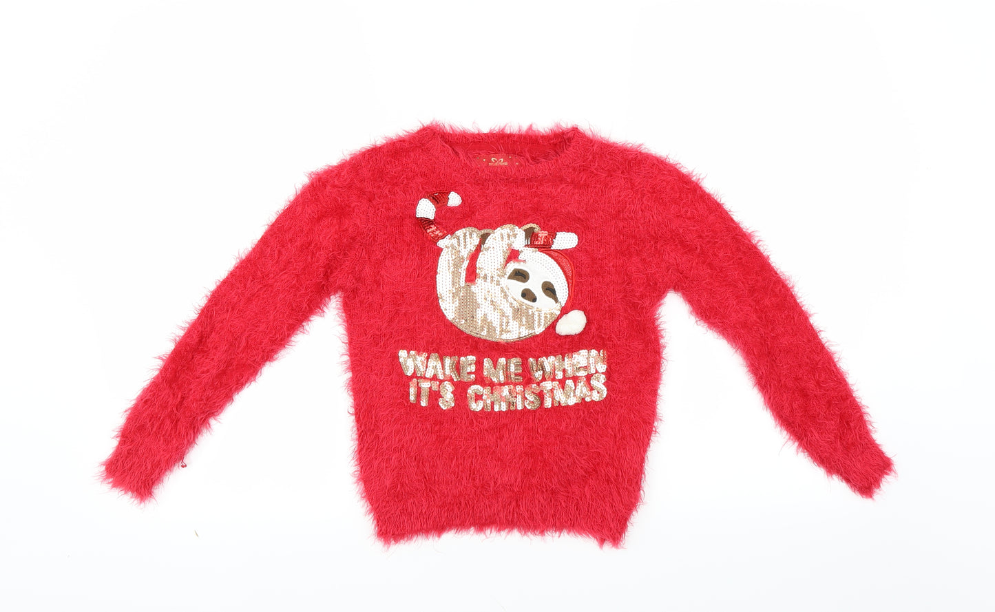 Primark Girls Red   Pullover Jumper Size 10-11 Years  - chrism