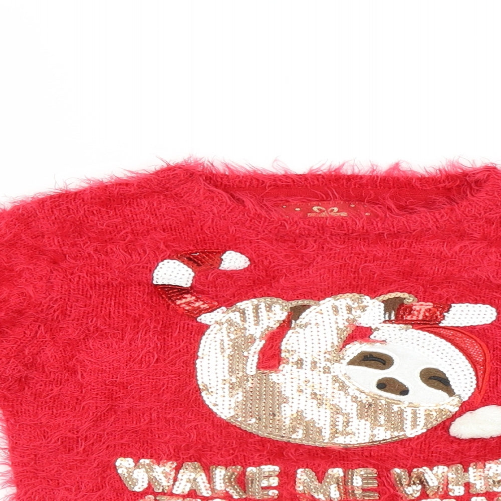 Primark Girls Red   Pullover Jumper Size 10-11 Years  - chrism