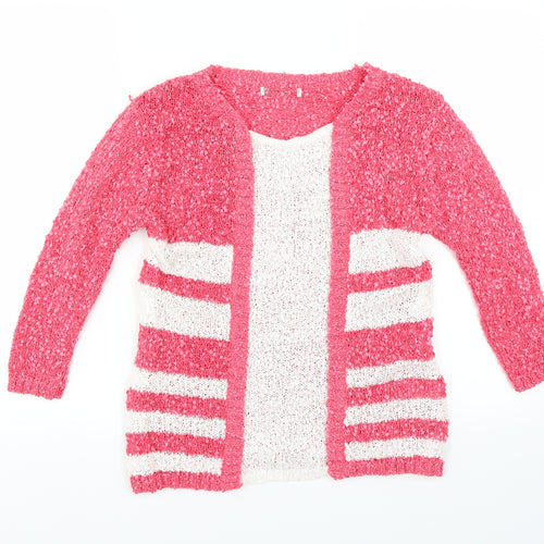 Preworn Womens Pink Striped  Pullover Jumper Size S