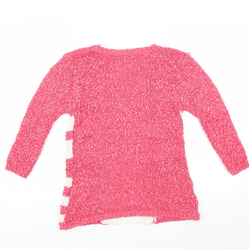Preworn Womens Pink Striped  Pullover Jumper Size S
