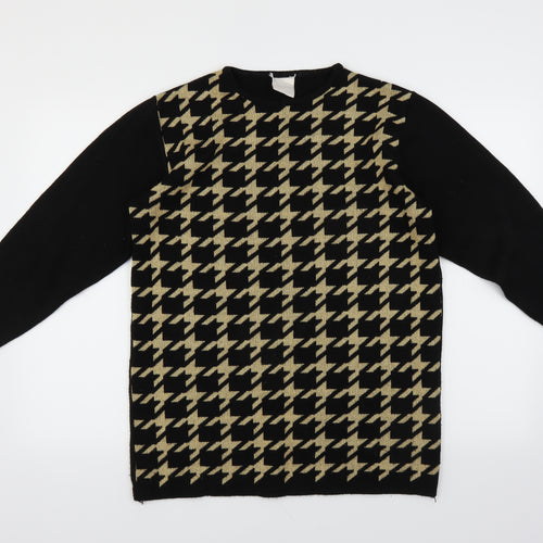 Classics Womens Black Geometric  Pullover Jumper Size 12