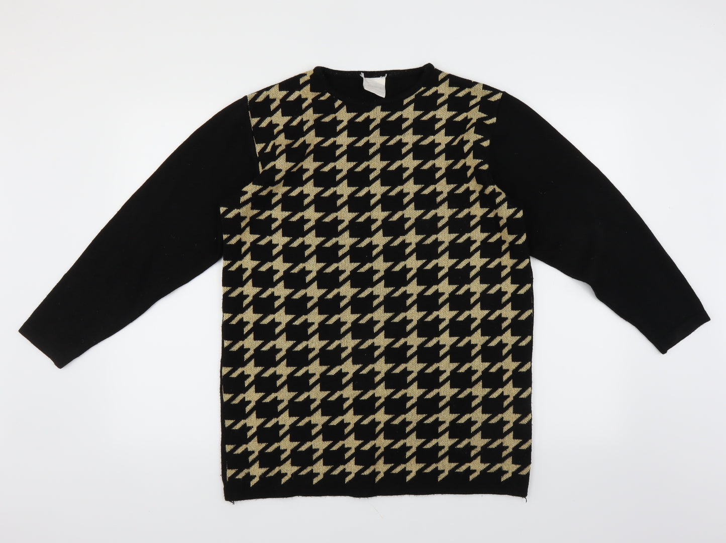 Classics Womens Black Geometric  Pullover Jumper Size 12