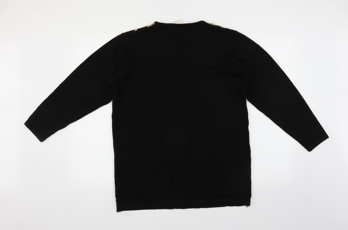 Classics Womens Black Geometric  Pullover Jumper Size 12