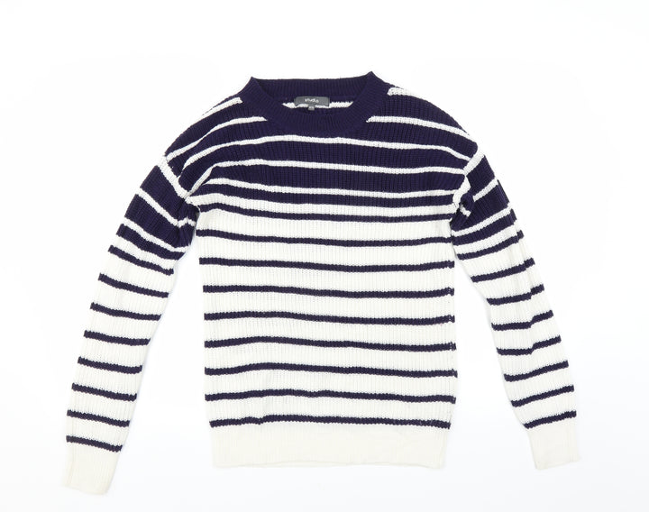 Studio Womens Blue Striped Pullover Jumper Size 8