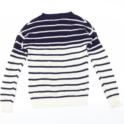 Studio Womens Blue Striped  Pullover Jumper Size 8